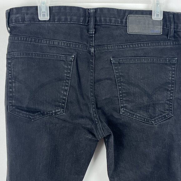 Calvin Klein Slim Jeans Size 33 Black Inseam 32in Rise 10in Stretch 5 Pocket - Picture 7 of 9